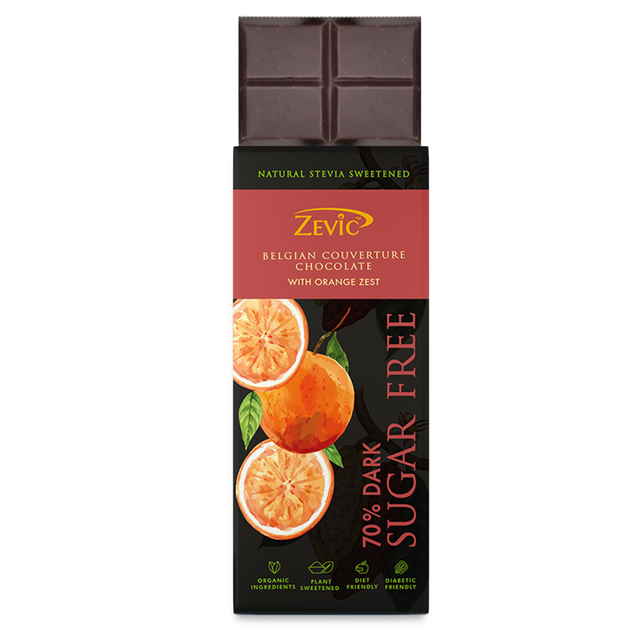 70% Dark Belgian Couverture Chocolate with Orange Zest - 40 gms