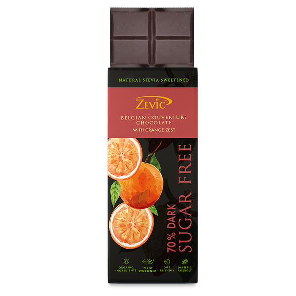 70% Dark Belgian Couverture Chocolate with Orange Zest - 40 gms