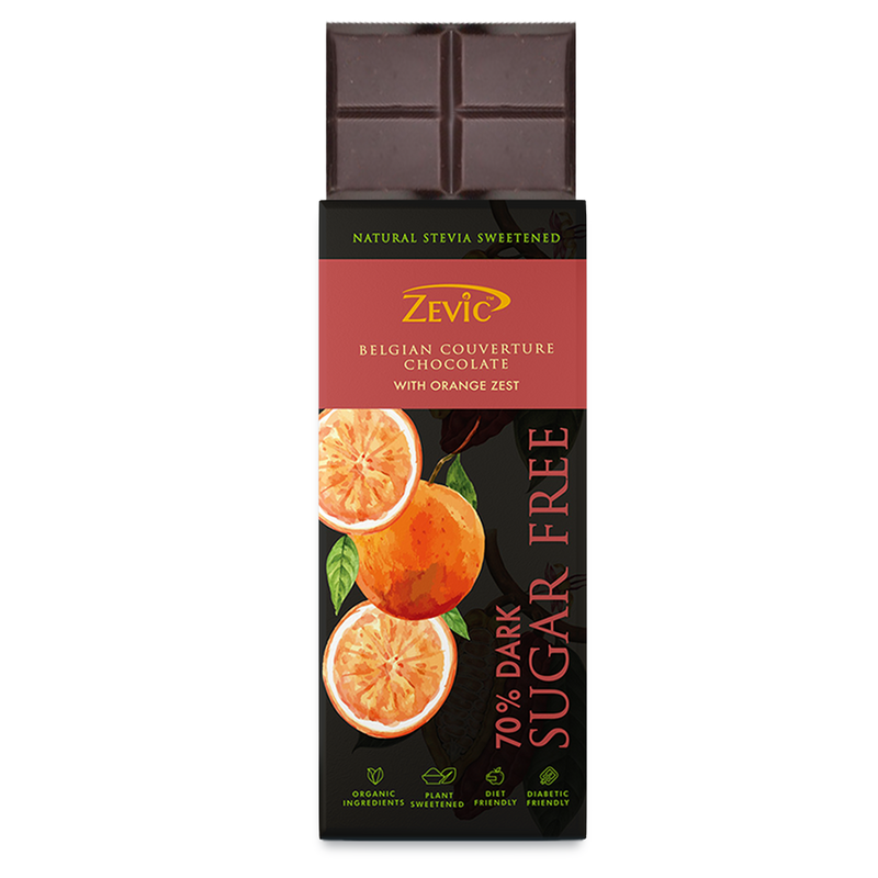 70% Dark Belgian Couverture Chocolate with Orange Zest - 40 gms