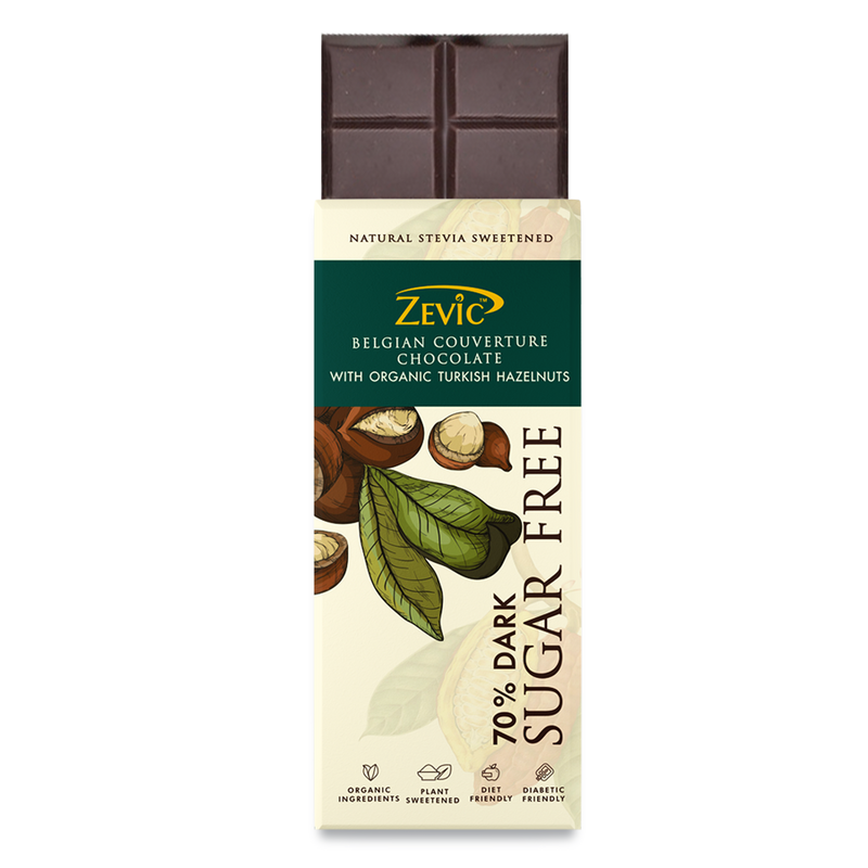 70% Dark Belgian Couverture Chocolate with Organic Turkish Hazelnuts - 40 gms