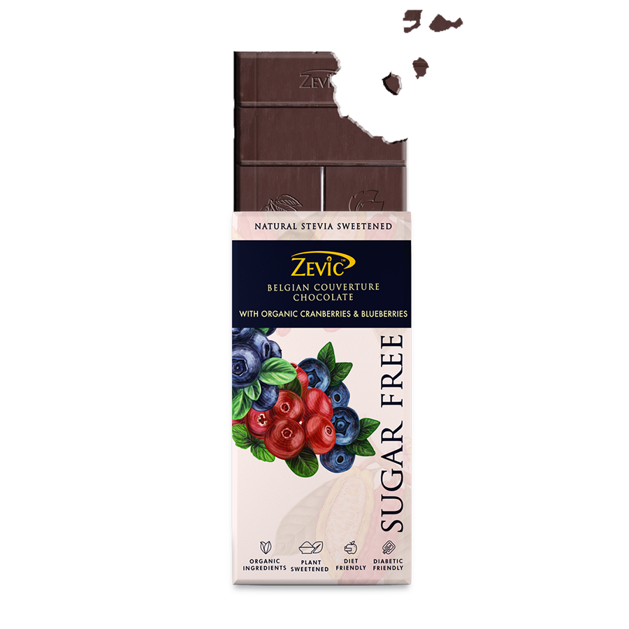 Belgian Couverture Chocolate with Organic Cranberries and Blueberries