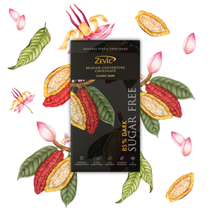 85% Dark Belgian Couverture Chocolate with Stevia- Classic Dark - 96 gms