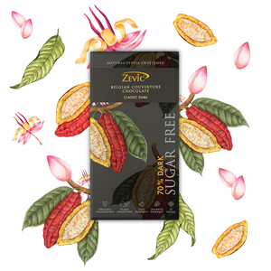 70% Dark Belgian Couverture Chocolate with Stevia- Classic Dark - 40 gms