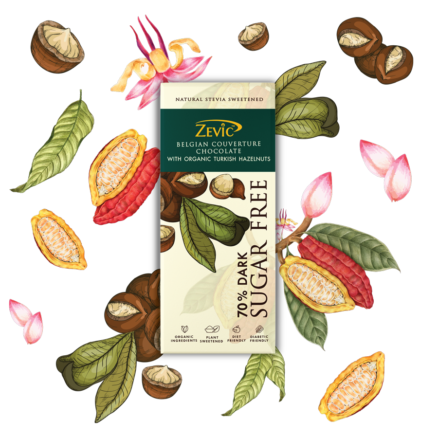 70% Dark Belgian Couverture Chocolate with Organic Turkish Hazelnuts - 40 gms