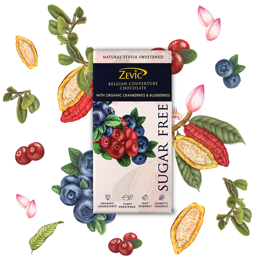 Belgian Couverture Chocolate with Organic Cranberries and Blueberries