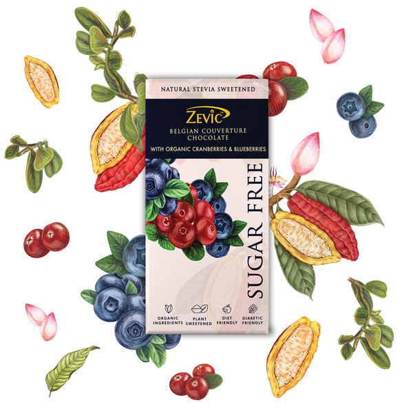 Belgian Couverture Chocolate with Organic Cranberries and Blueberries