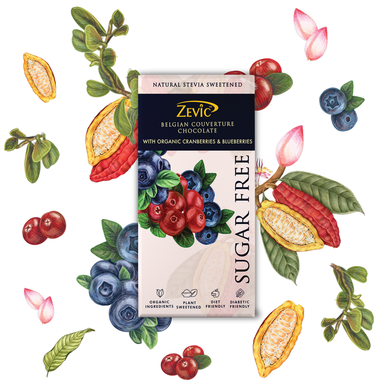 Belgian Couverture Chocolate with Organic Cranberries and Blueberries