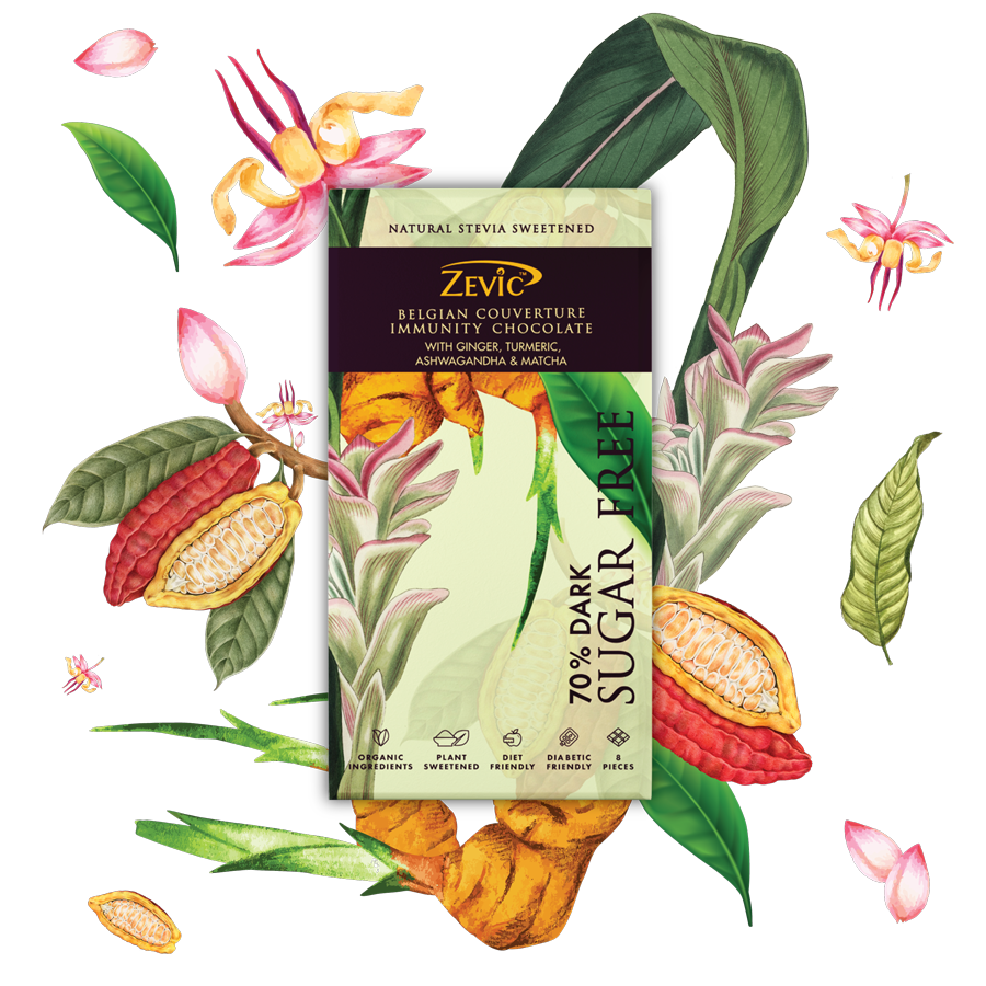 Belgian Couverture Immunity Chocolate with Ginger, Turmeric, Ashwagandha and Matcha - 96 gm
