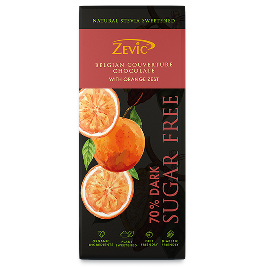 70% Dark Belgian Couverture Chocolate with Orange Zest - 40 gms