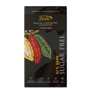 85% Dark Belgian Couverture Chocolate with Stevia- Classic Dark - 96 gms