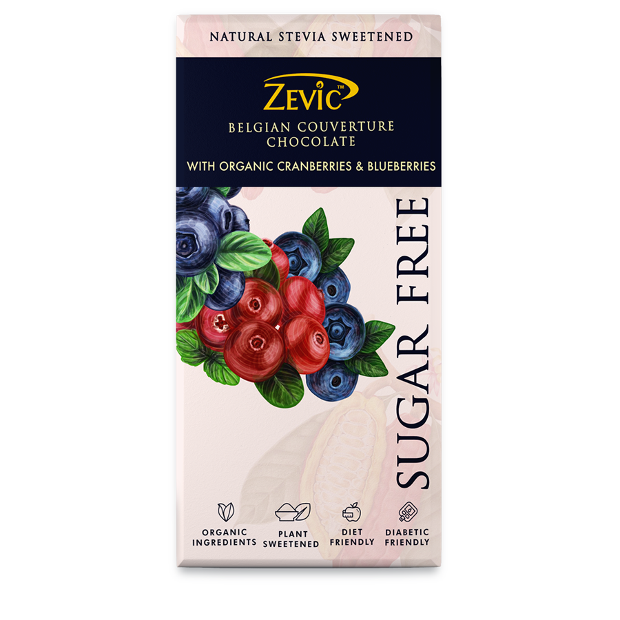 Belgian Couverture Chocolate with Organic Cranberries and Blueberries