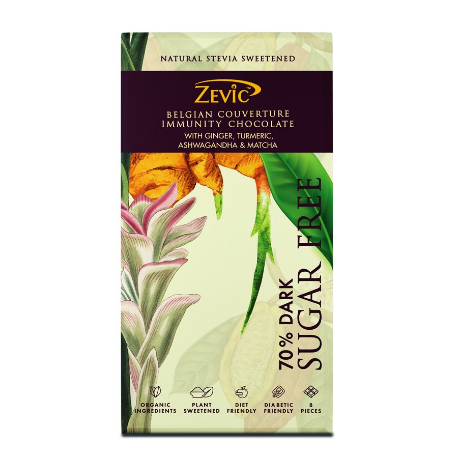 Belgian Couverture Immunity Chocolate with Ginger, Turmeric, Ashwagandha and Matcha - 96 gm