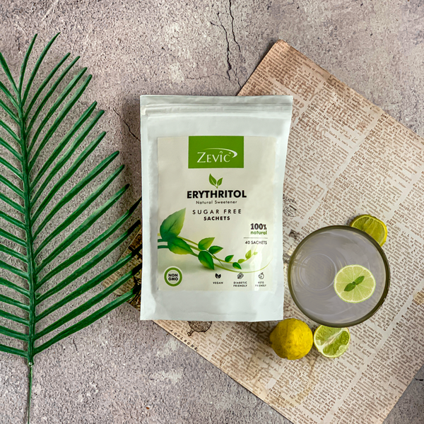 Erythritol 100% Natural Stevia Sugar Free Sachets | Vegan & Zero Calorie | Keto & Diabetic Friendly - 60 Sachets