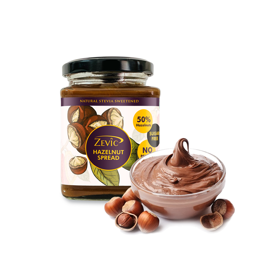 Zevic Sugar Free Belgian Keto Chocolate Hazelnut Spread with 50% Hazelnut, Natural Hazelnut Oil (No Palm oil) & No sugar 200 gm