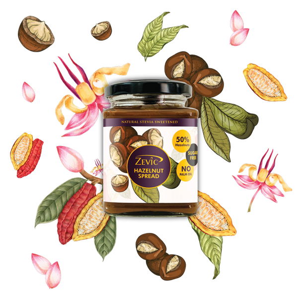 Zevic Sugar Free Belgian Keto Chocolate Hazelnut Spread with 50% Hazelnut, Natural Hazelnut Oil (No Palm oil) & No sugar 200 gm