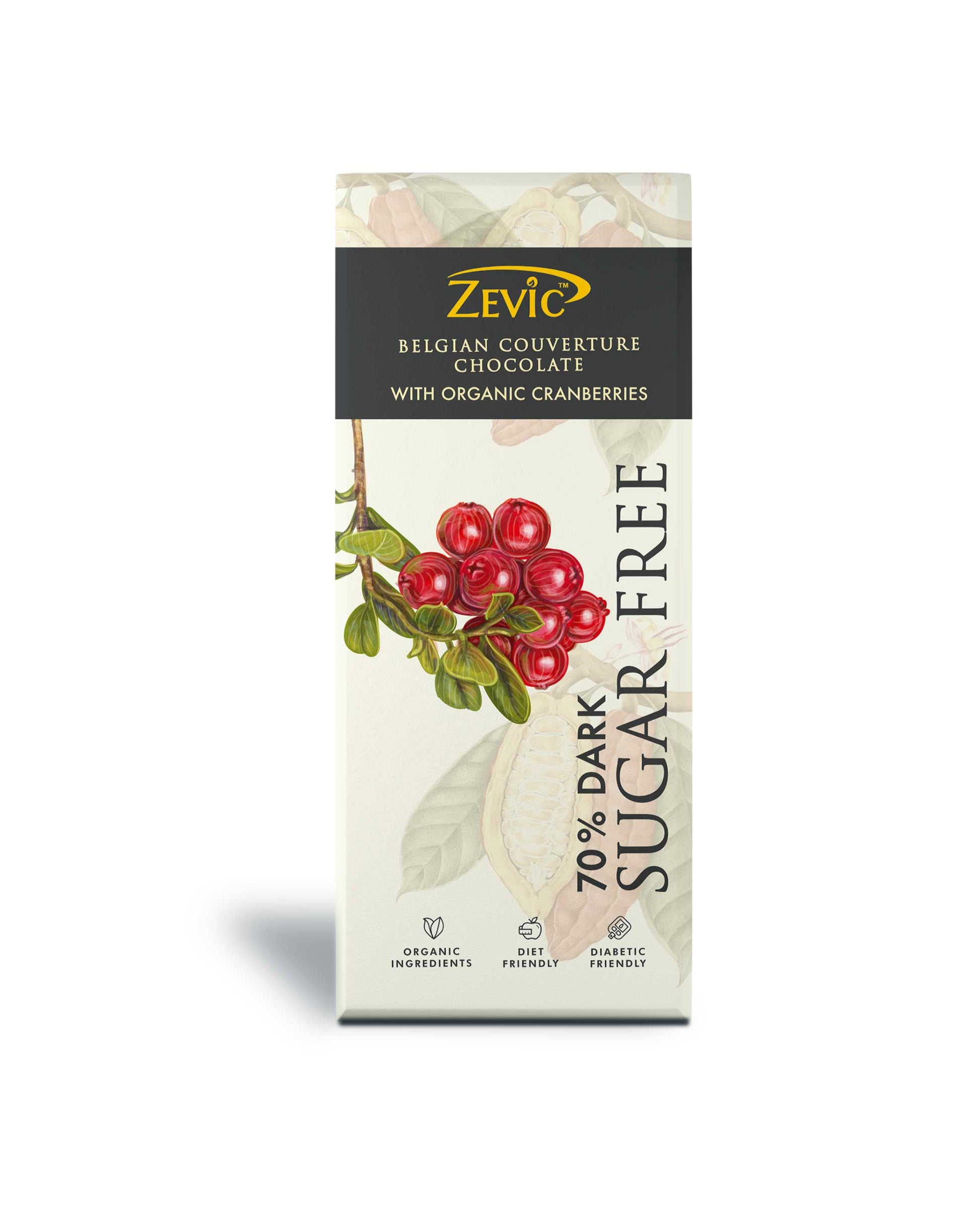 70% Dark Belgian Couverture Chocolate with Organic Cranberries - 40g