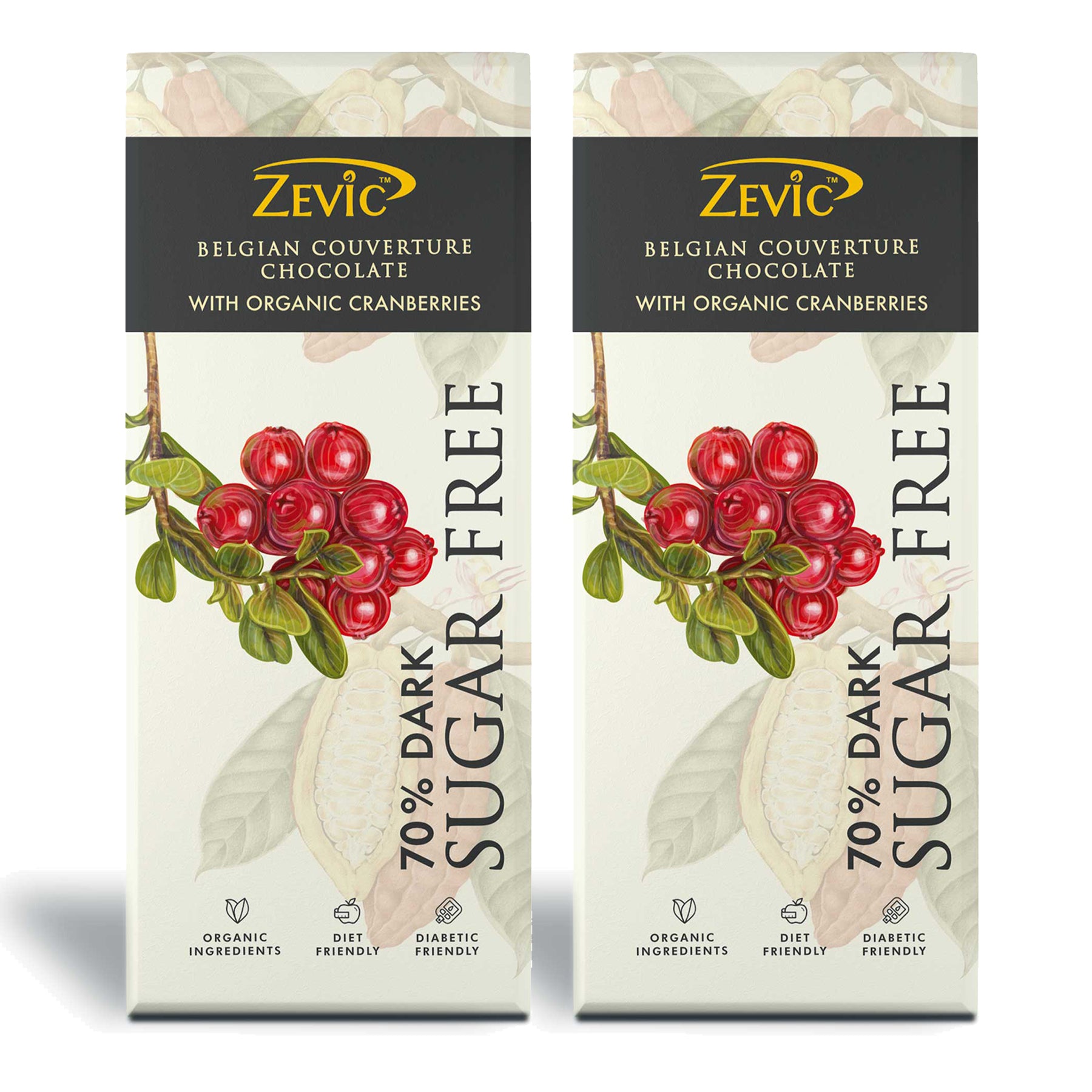 70% Dark Belgian Couverture Chocolate with Organic Cranberries - 40g