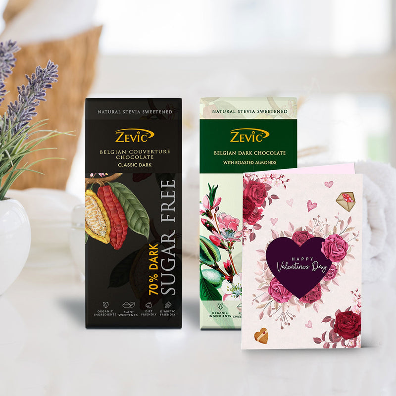 Zevic Sugar free Chocolate Gift Pack  + A Beautiful Love Card