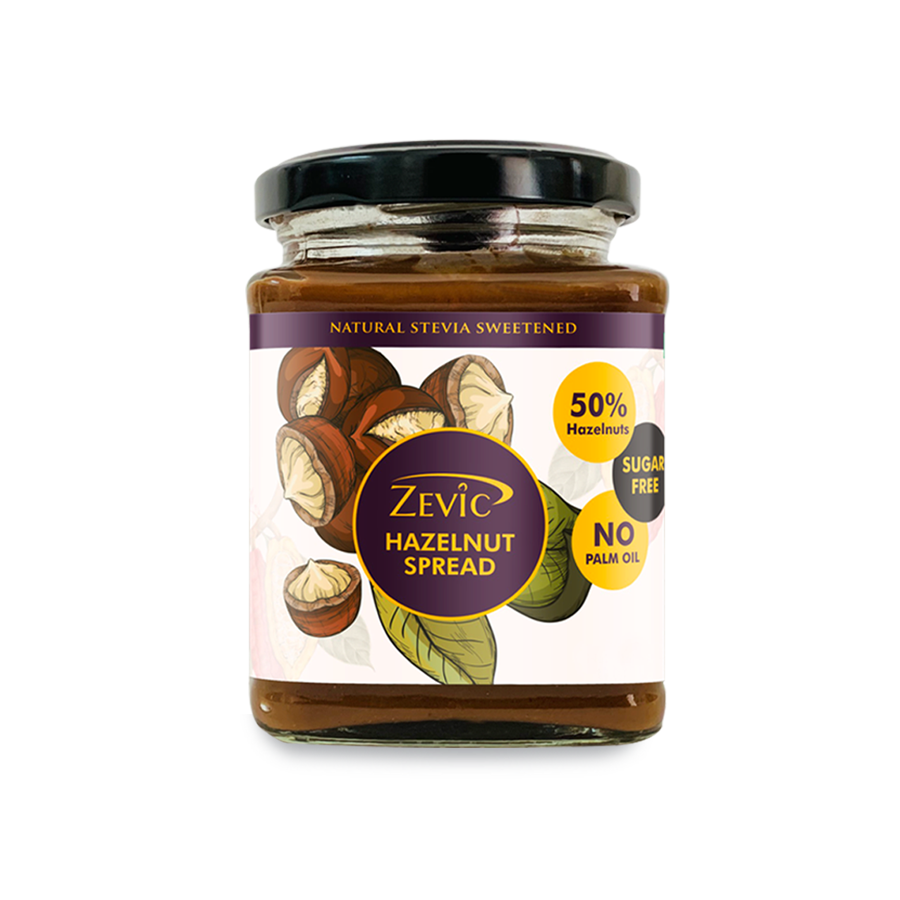 Zevic Sugar Free Belgian Keto Chocolate Hazelnut Spread with 50% Hazelnut, Natural Hazelnut Oil (No Palm oil) & No sugar 200 gm
