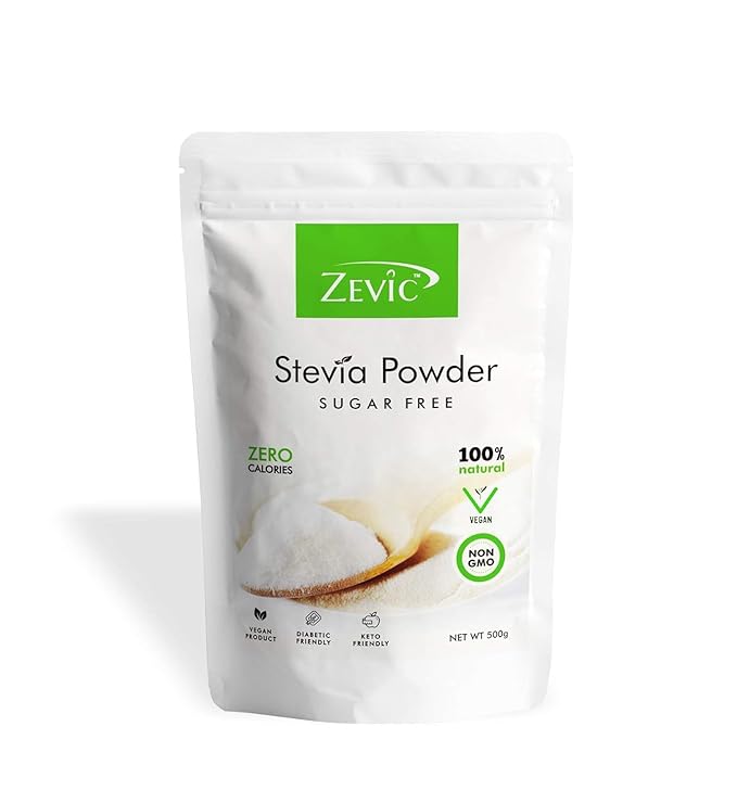 Zevic Stevia Powder – 500g | 100% Natural Zero-Calorie Sweetener | Diabetic-Friendly | Sugar Substitute for Cooking, Baking & Beverages