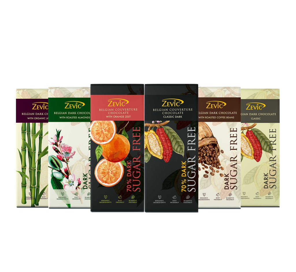 Sugar Free Dark Chocolates Combo Pack | Organic Belgian Chocolates Bar | Vegan & Healthy Diet Friendly Chocolates Combo Pack, 40g Each - (Pack of 6)