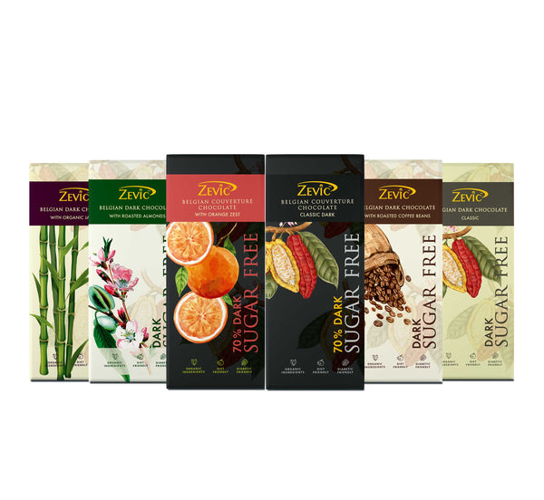 Sugar Free Dark Chocolates Combo Pack | Organic Belgian Chocolates Bar | Vegan & Healthy Diet Friendly Chocolates Combo Pack, 40g Each - (Pack of 6)