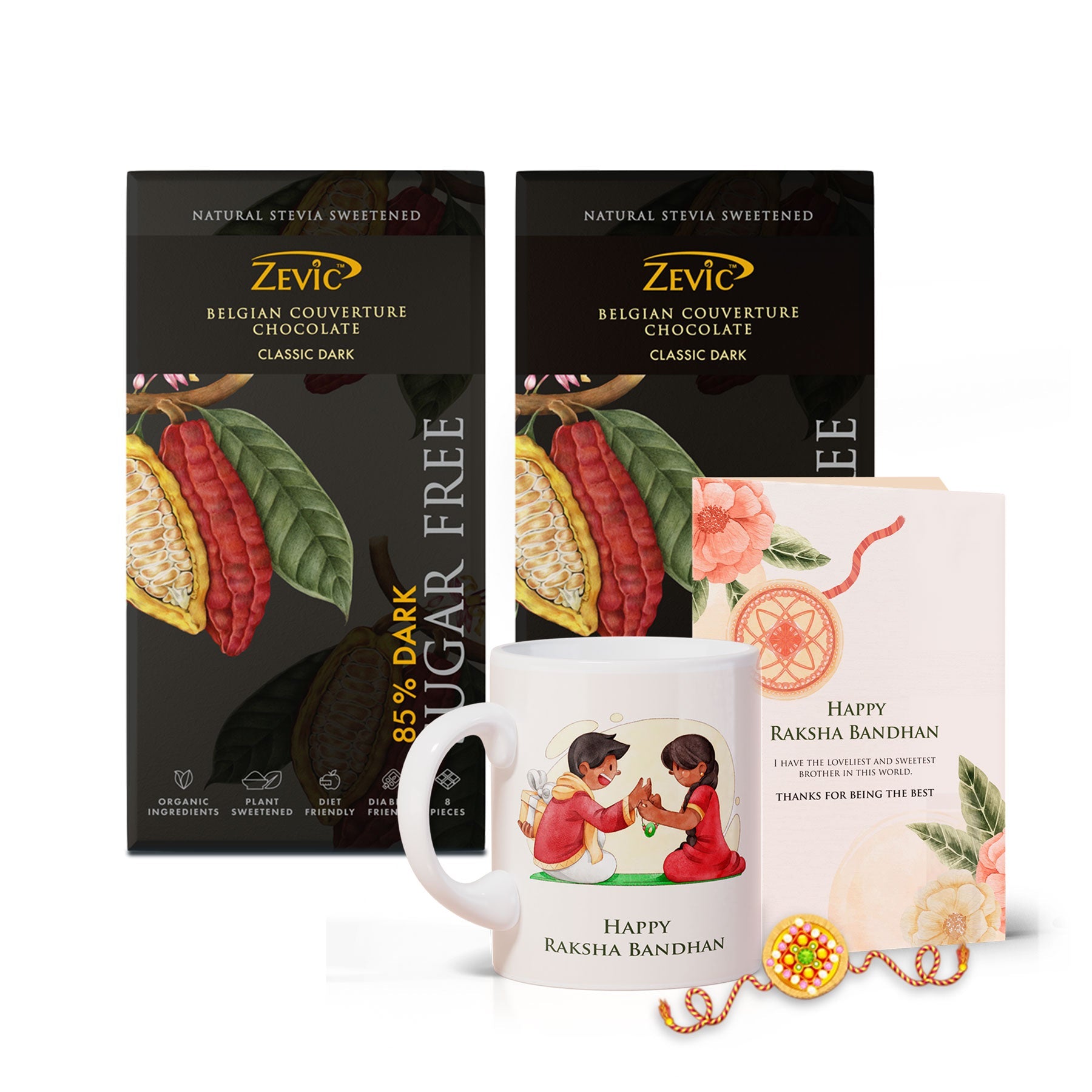 Zevic Assorted Dark Belgian Couverture Chocolates (85% Dark + 99% Dark) Rakhi Special Hamper