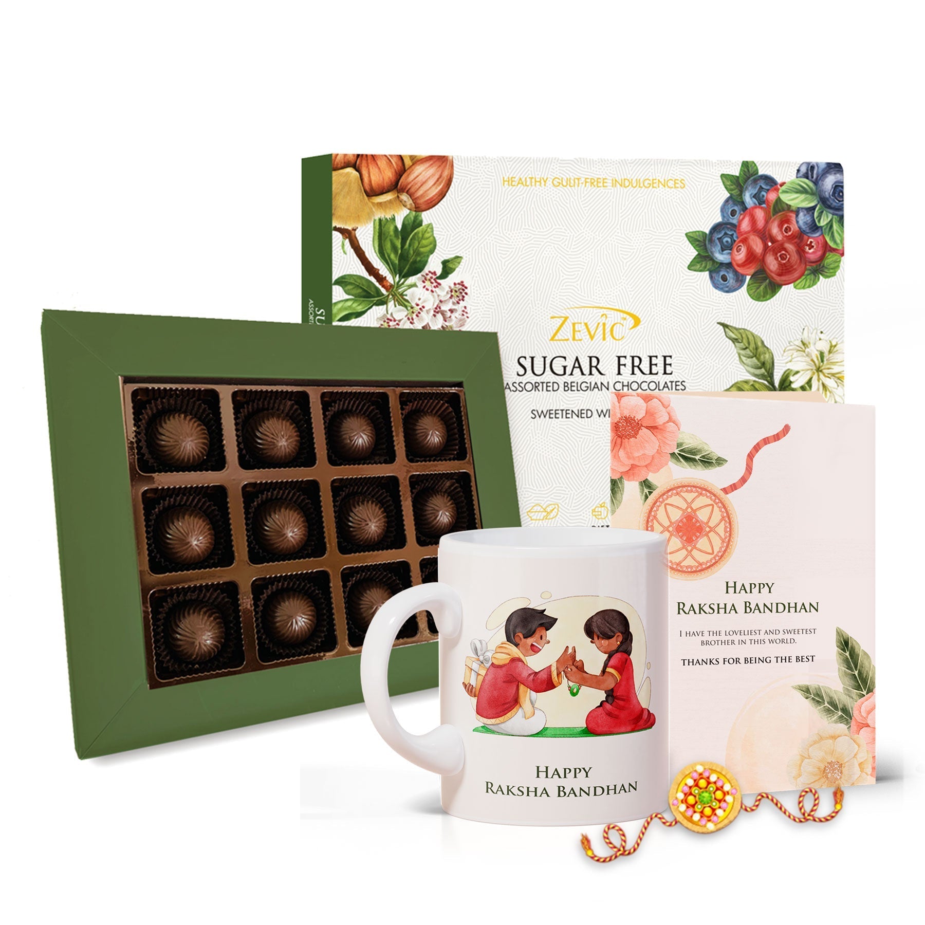 Zevic Luxurious Almond Rocks Rakhi Special Hamper
