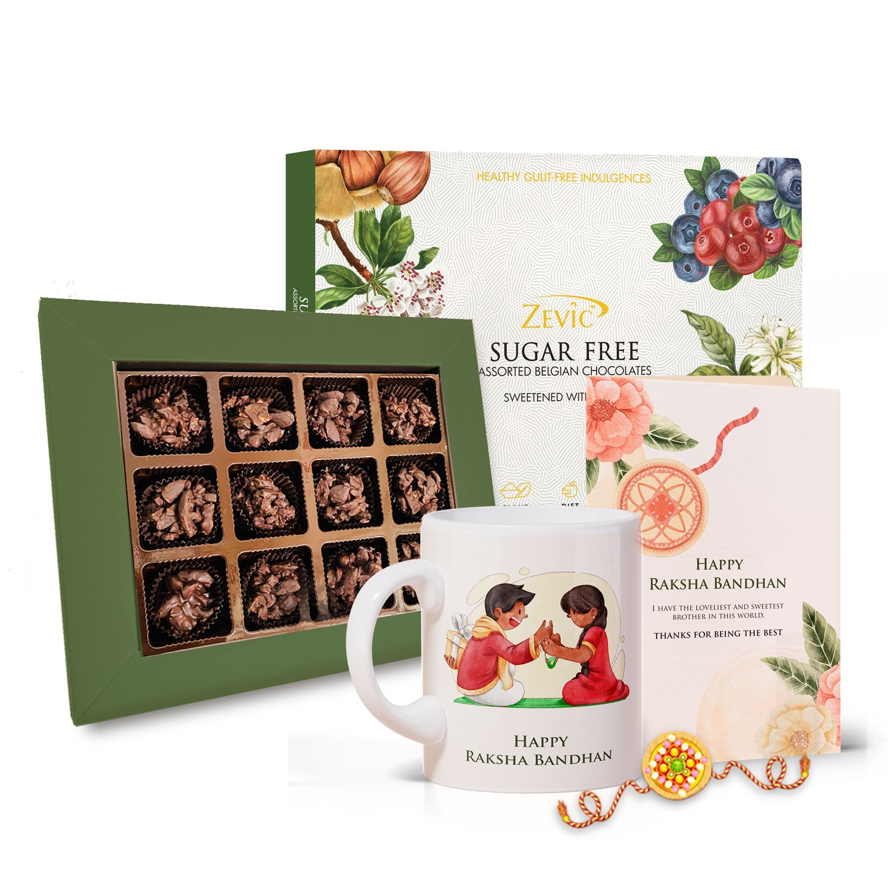 Zevic Luxurious Almond Rocks Rakhi Special Hamper
