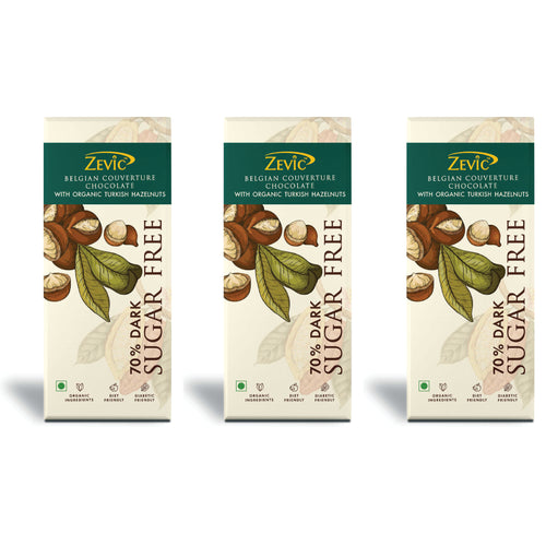 70% Dark Belgian Couverture Chocolate with Organic Turkish Hazelnuts - 40g