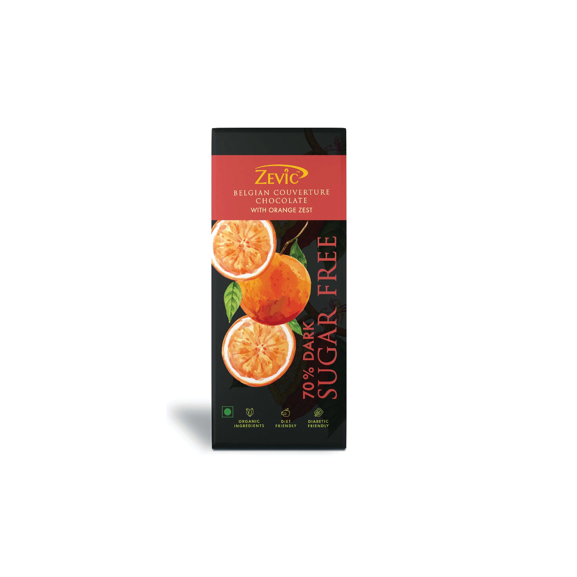 70% Dark Belgian Couverture Chocolate with Orange Zest - 40 gms
