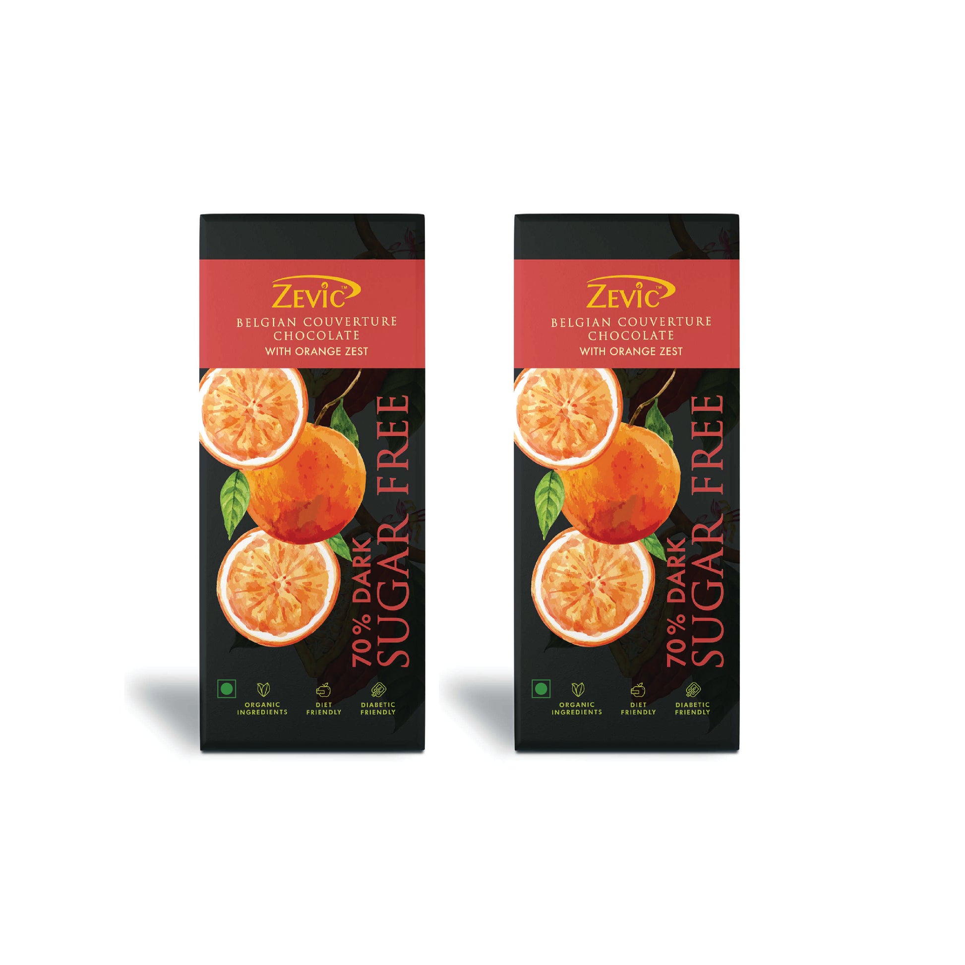 70% Dark Belgian Couverture Chocolate with Orange Zest - 40 gms