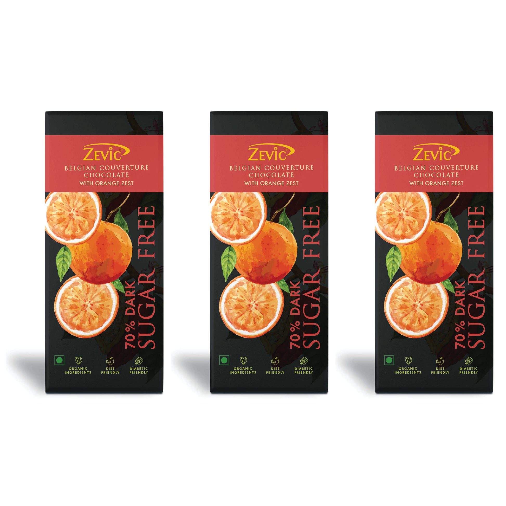 70% Dark Belgian Couverture Chocolate with Orange Zest - 40 gms