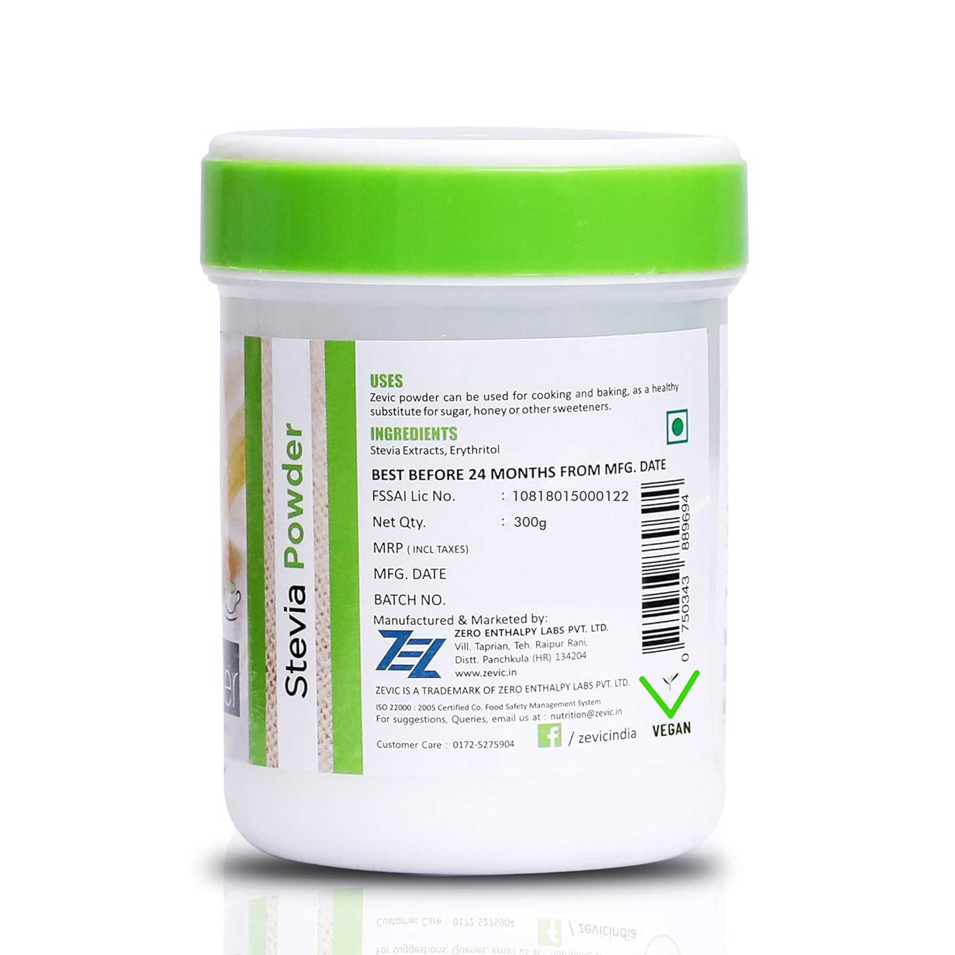 Zevic Stevia Sugar Free White Powder | Zero Calories | Vegan | 100% Natural Sweetener | Keto & Diabetic Friendly 300gm Pack of 3