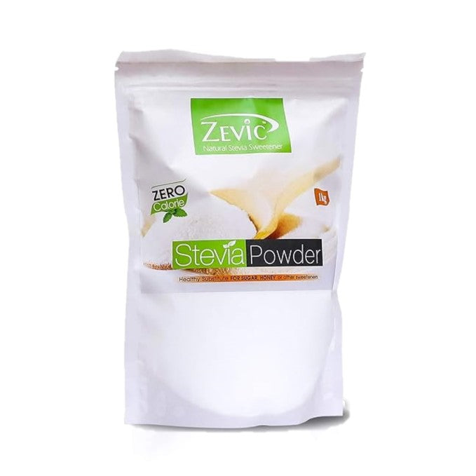 Zevic Stevia Sugar Free White Powder | Zero Calories | Vegan | 100% Natural Sweetener | Keto & Diabetic Friendly - 1kg