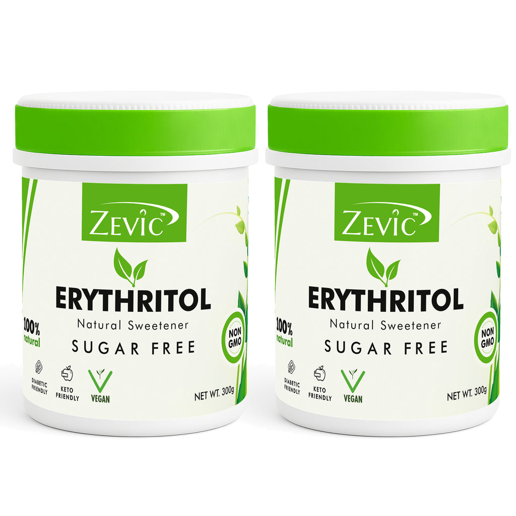 Zevic Erythritol 100% Natural Sweetener | Vegan & Zero Calorie | Keto & Diet Friendly, 300gm (Pack of 2)