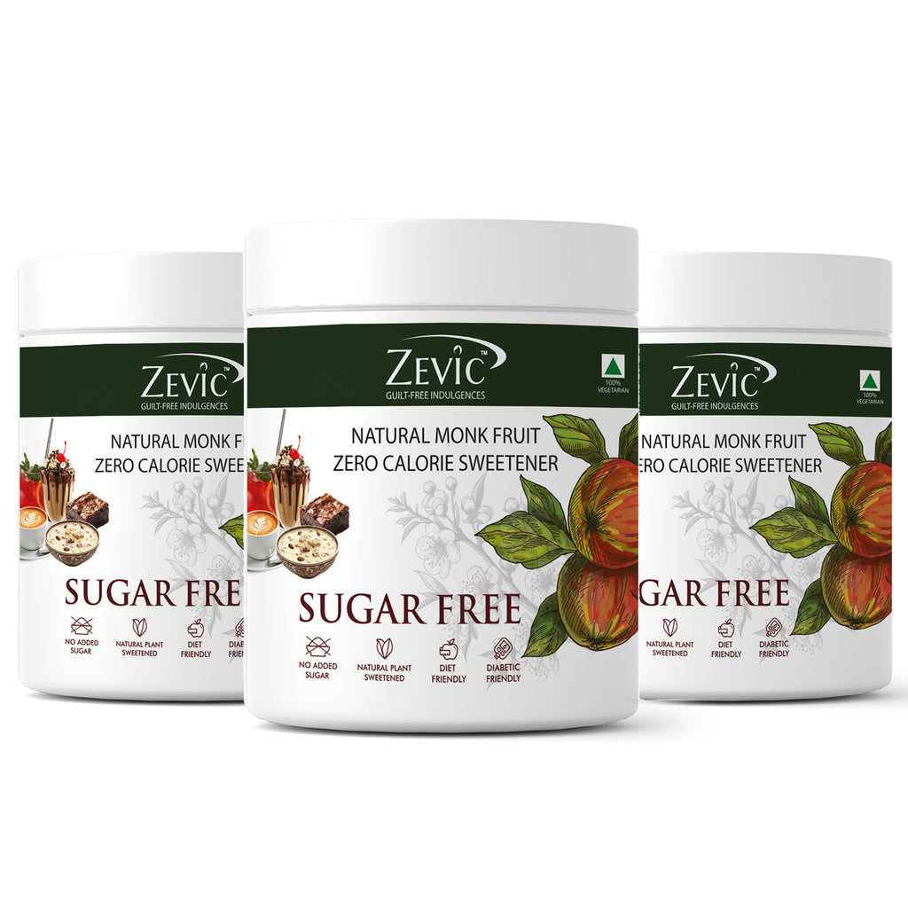 Monk Fruit Sweetener Organic Powder | 100% Natural Sugar Free - 400g (Pack of 3)