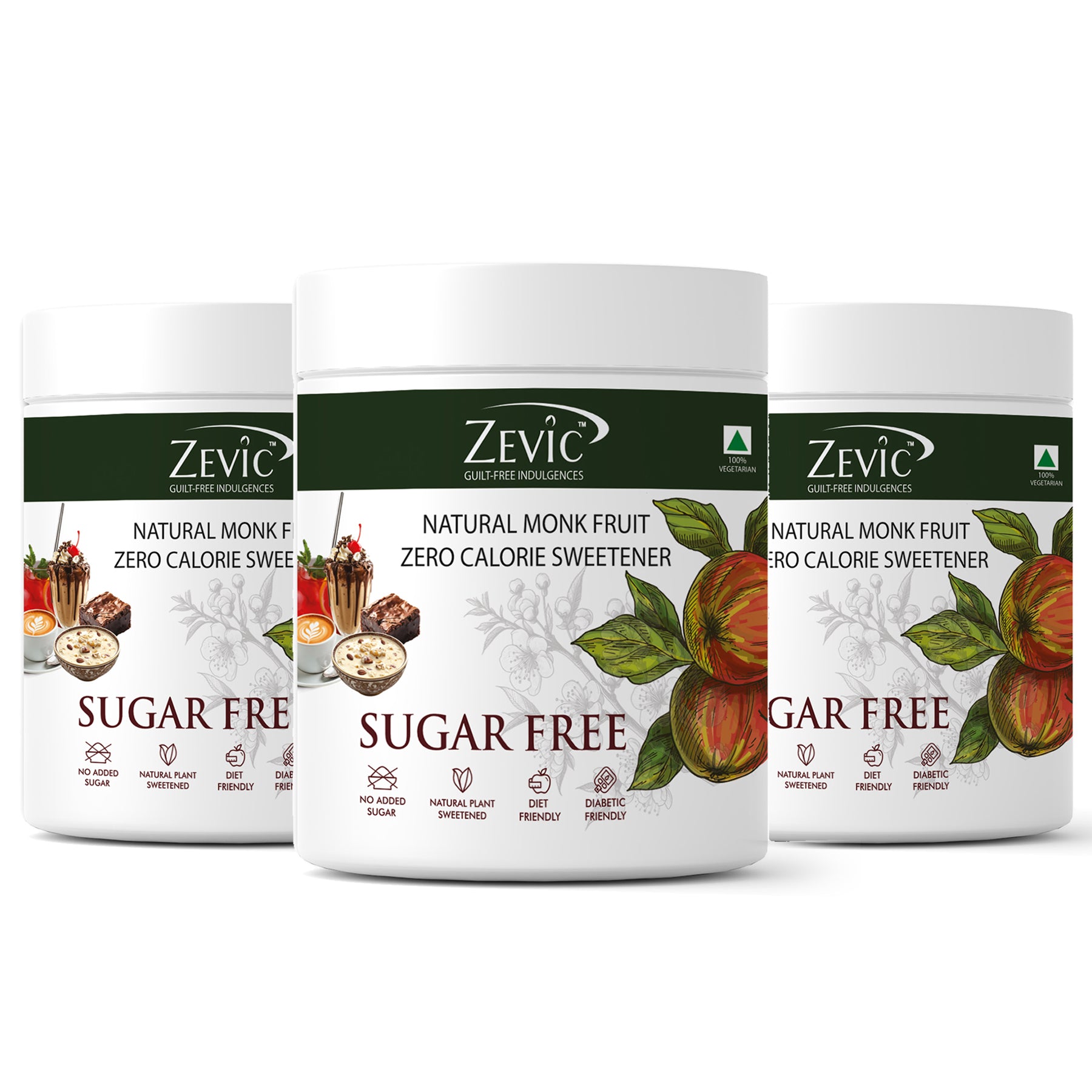 Monk Fruit Sweetener Organic Powder | 100% Natural Sugar Free - 400g (Pack of 3)