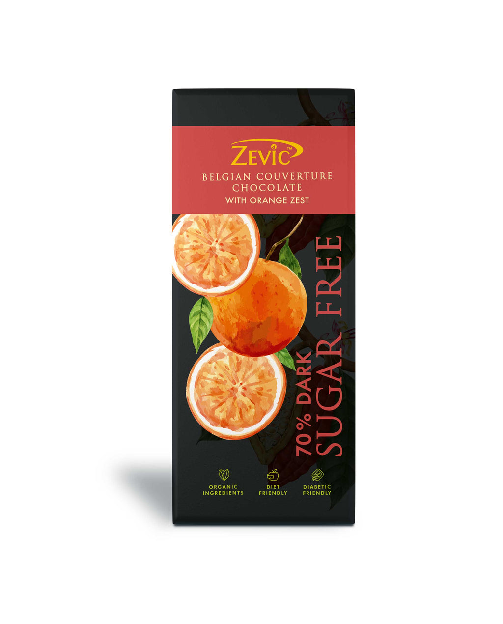 70% Dark Belgian Couverture Chocolate with Orange Zest - 40 gms