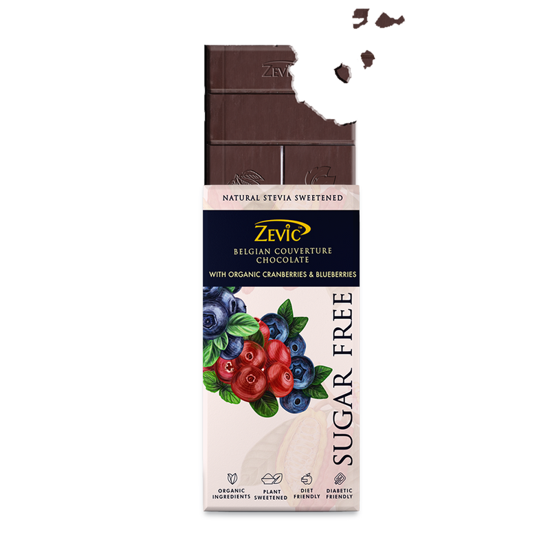 Belgian Couverture Chocolate with Organic Cranberries and Blueberries
