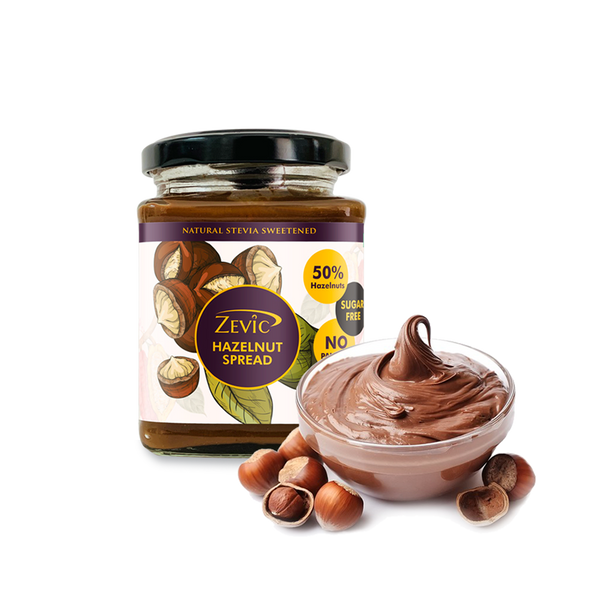 Zevic Sugar Free Belgian Keto Chocolate Hazelnut Spread with 50% Hazelnut, Natural Hazelnut Oil (No Palm oil) & No sugar 200 gm